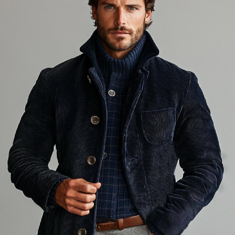 Men's Retro Corduroy Single-Breasted Short Jacket 9266615025848