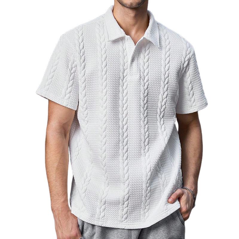 Men's Retro Casual Embossed Lapel Short Sleeve T-Shirt 9887382339768