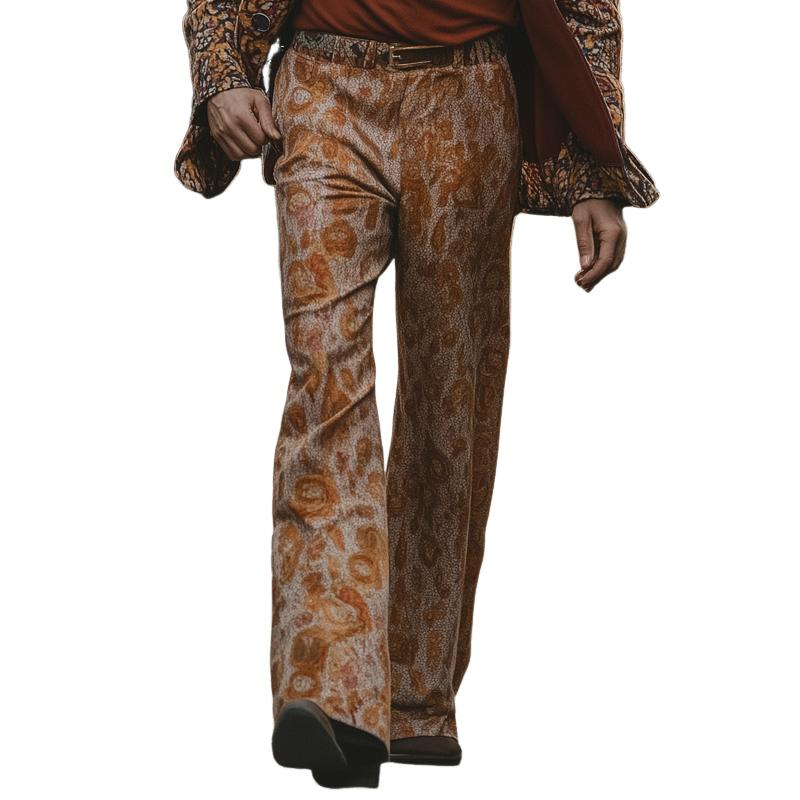 Men's Stylish Floral Print Loose Flared Trousers 9887383290040