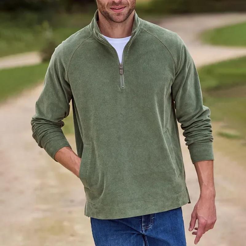 Men's Fashion Solid Color Stand Collar Raglan Sleeve Casual Sweatshirt 9886818926776