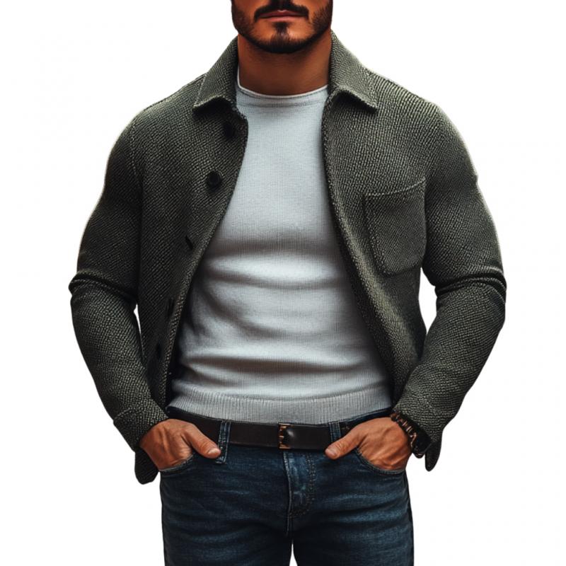 Men's Vintage Tweed Lapel Single Breasted Loose Jacket 9873519378616