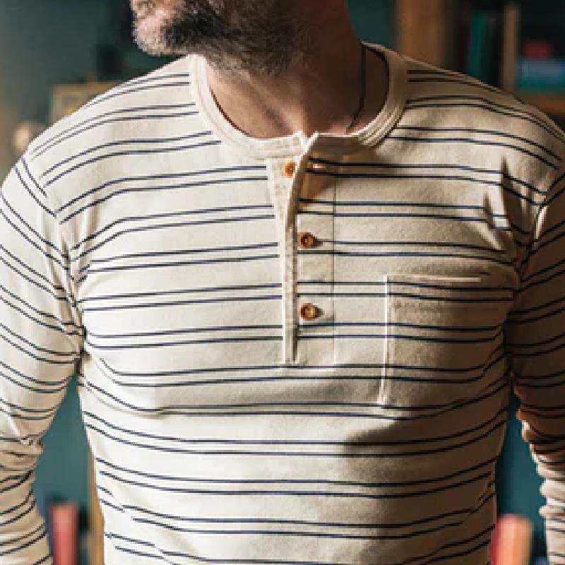 Men's Classic Casual Horizontal Striped Long Sleeve T-Shirt 9273157779640