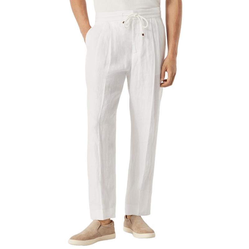 Men's Loose Drawstring Elastic Waist Linen Casual Pants 9890061975736