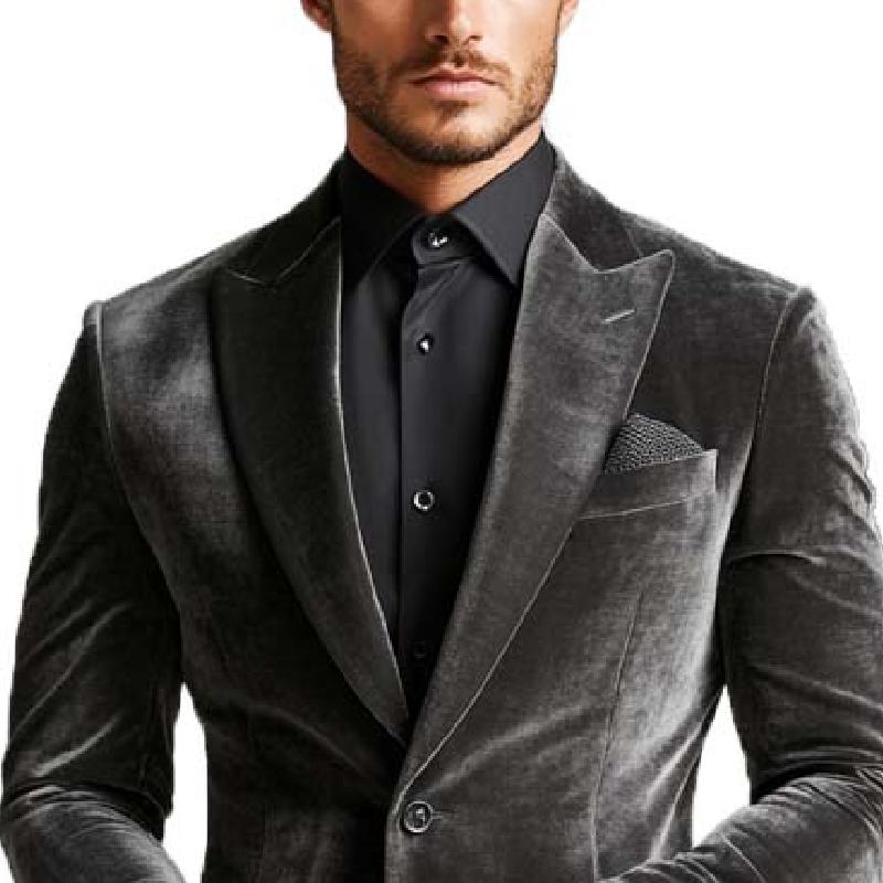 Men's Classic Vintage Single Breasted Velvet Blazer 9271925178552