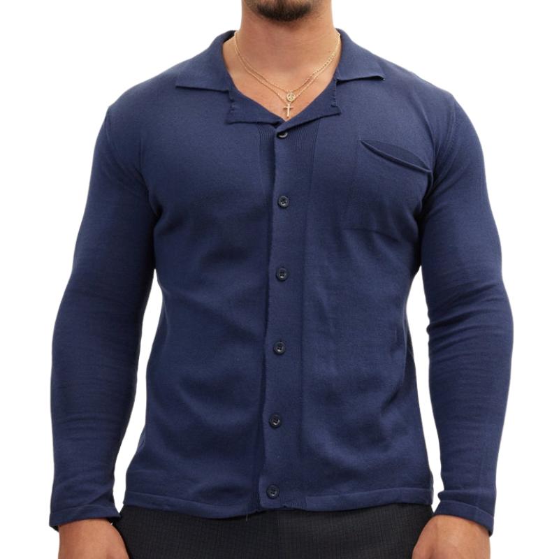 Men's Classic Slim Fit Thin Lapel Knit Cardigan 9885322248376