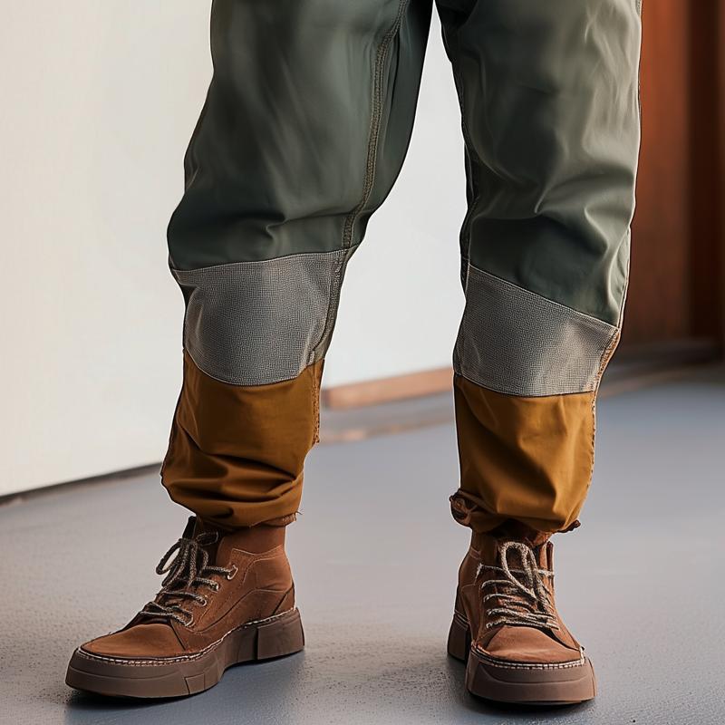 Men's Fashion Patchwork Elastic Waist Cargo Pants 9880238129336