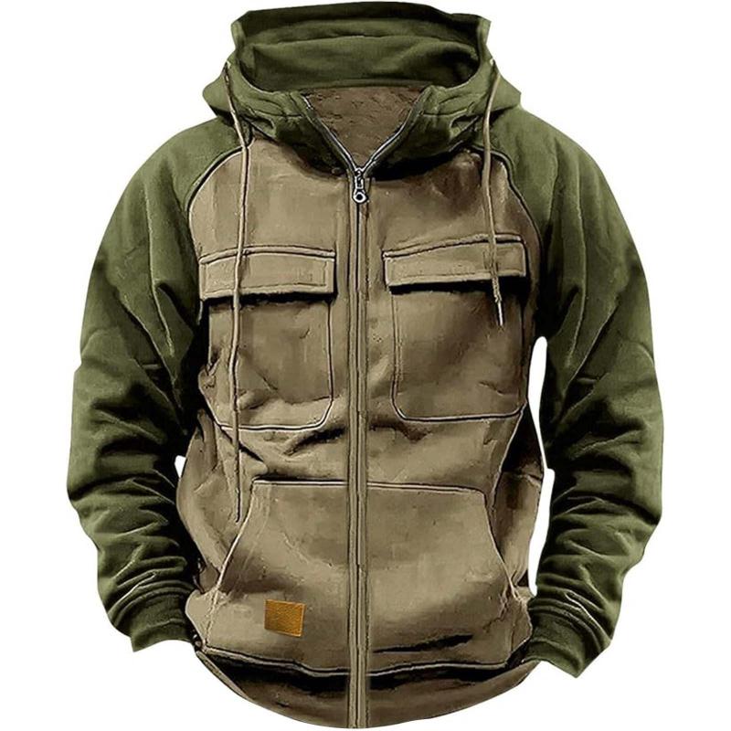 Men's Casual Colorblock Raglan Sleeve Hooded Sweatshirt Jacket 9261082181816