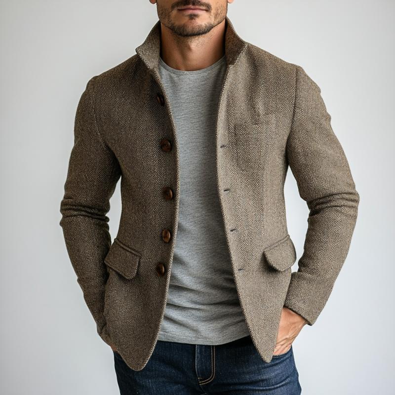 Mens Vintage Herringbone Single Breasted Jacket 9885321822392