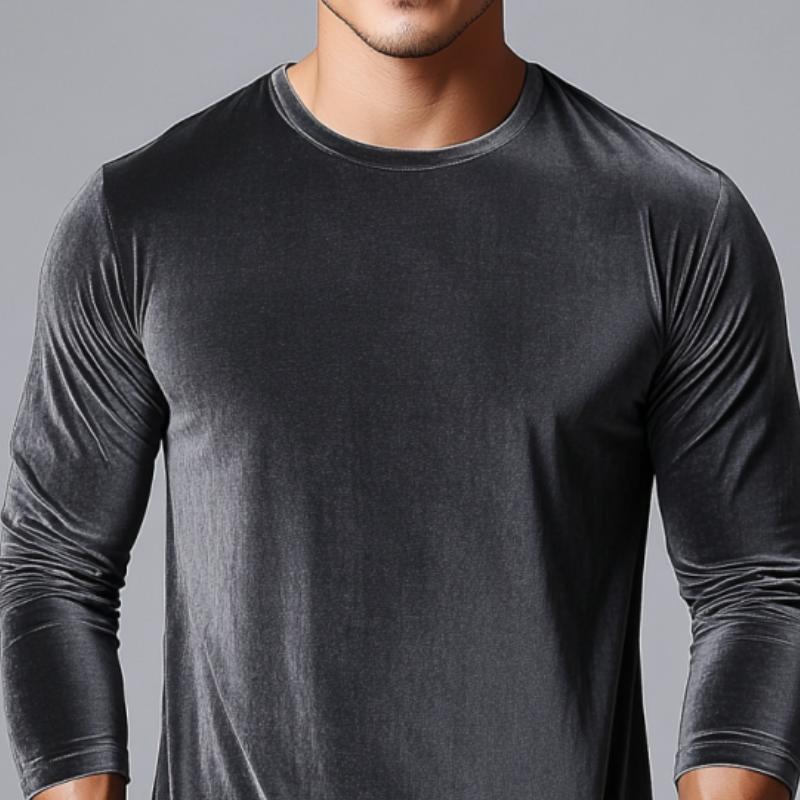 Men's Classic Casual Slim Fit Velvet Long Sleeve T-Shirt 9274150912184