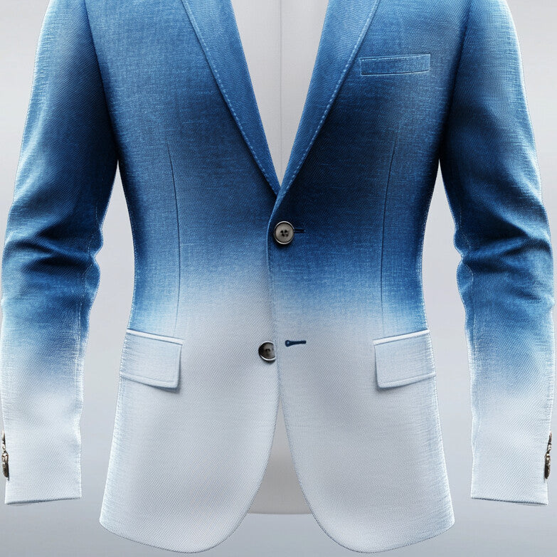 Men's Ombre Pattern Notch Lapel Two Button Long Sleeve Blazer 9953099514040