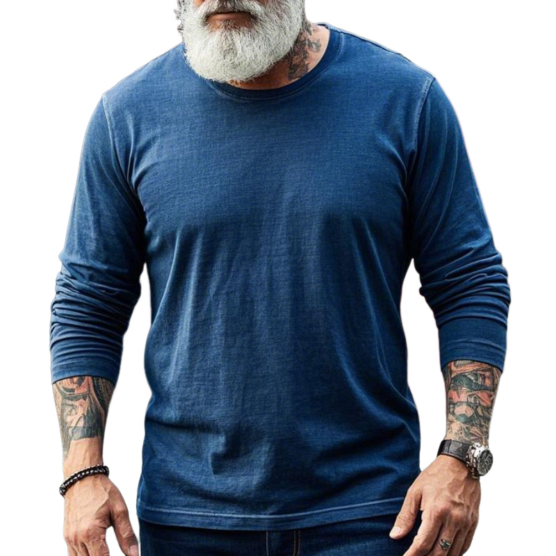 Men's Vintage Casual Round Neck Long Sleeve T-Shirt 9905397399736