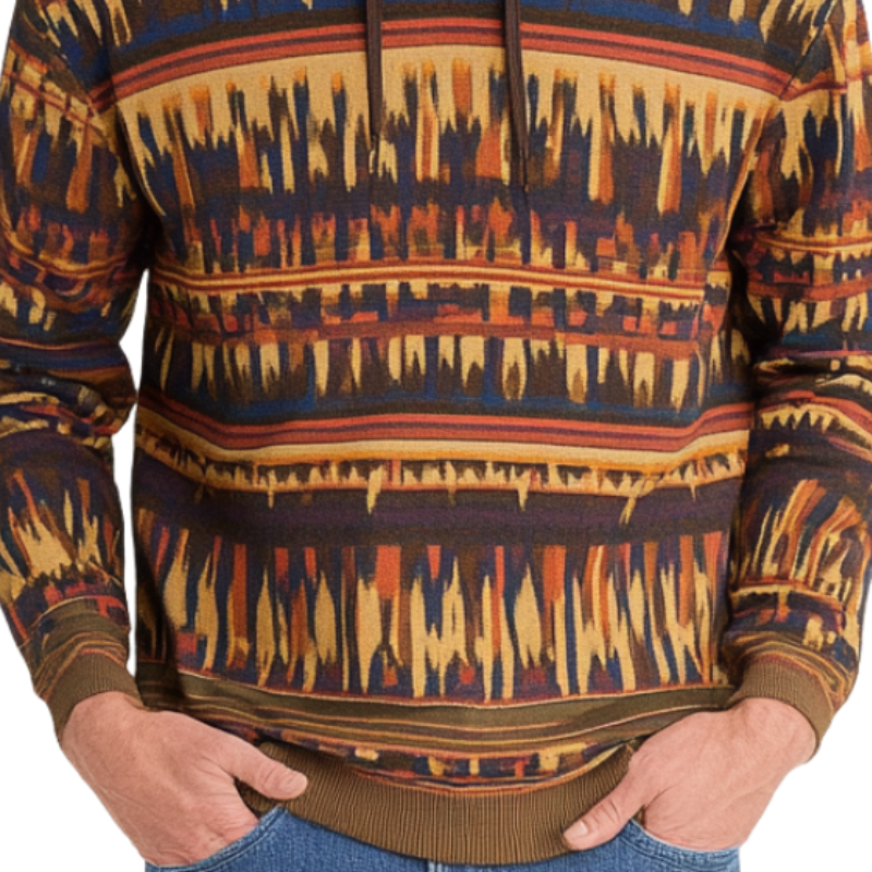 Men's Retro Casual Digital Print Hoodie 9901318734008