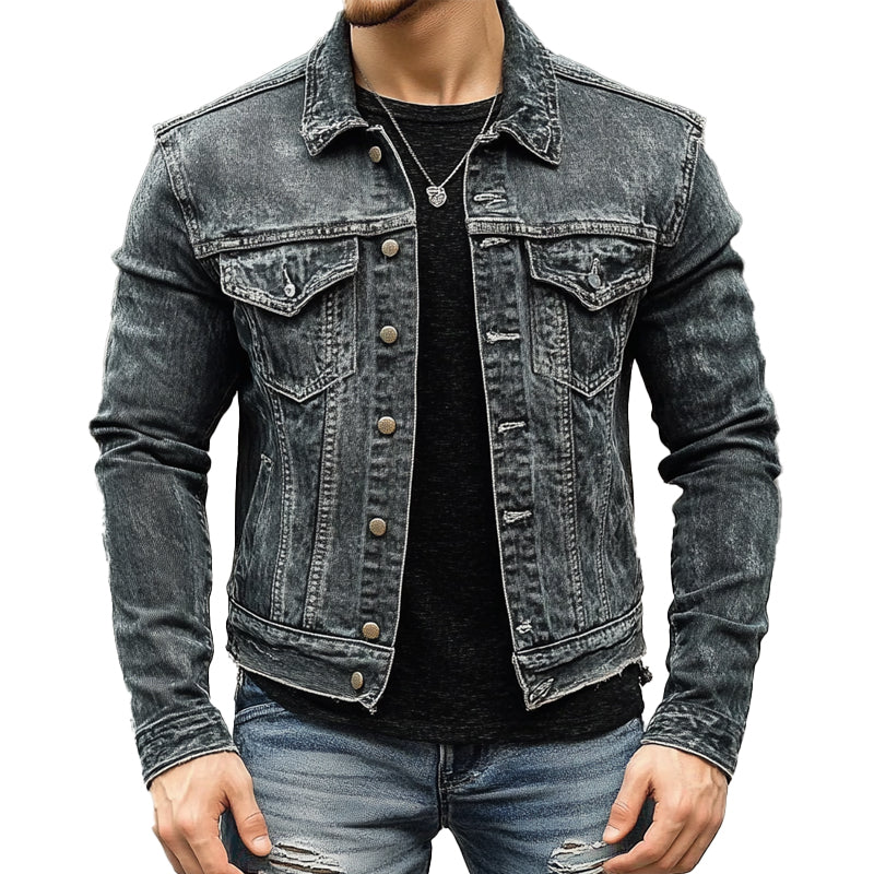 Men's Vintage Lapel Denim Jacket 9899737481400