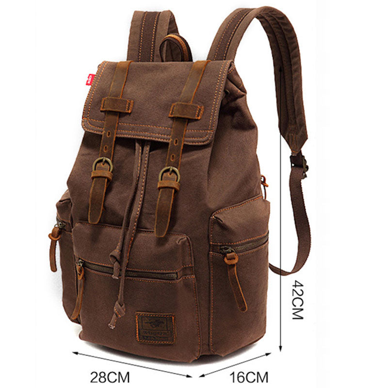 RUCKSACK AUS VINTAGE-CANVAS MIT MEHREREN TASCHEN UND KLAPPE