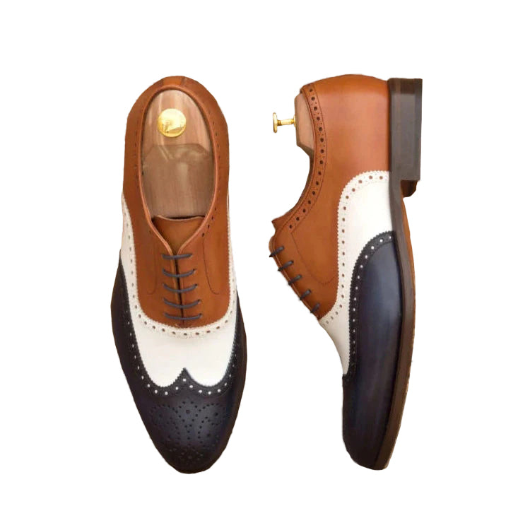 Men's Vintage Stitching Strappy Pointed Toe Oxford Shoes 9888555466936