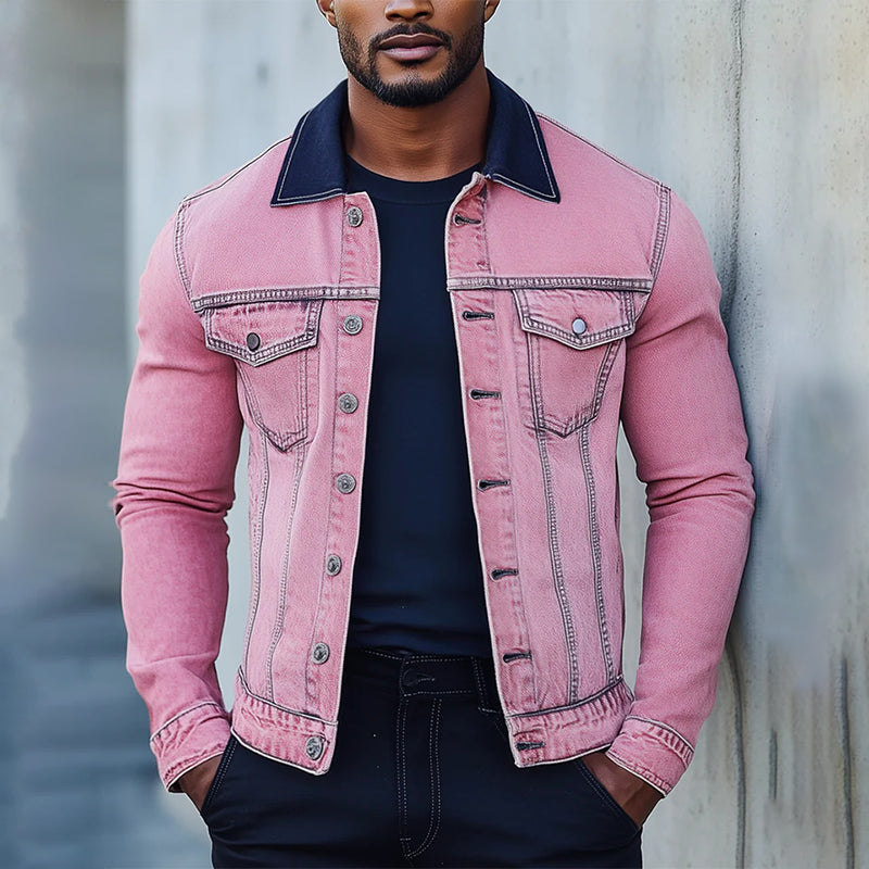 Stylish Pink Denim Jacket 9904640786616