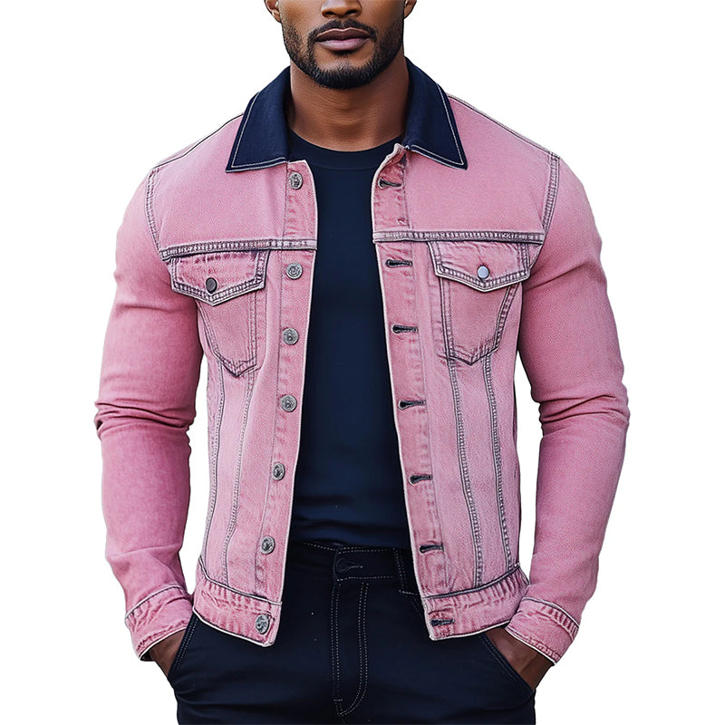 Stylish Pink Denim Jacket 9904640786616