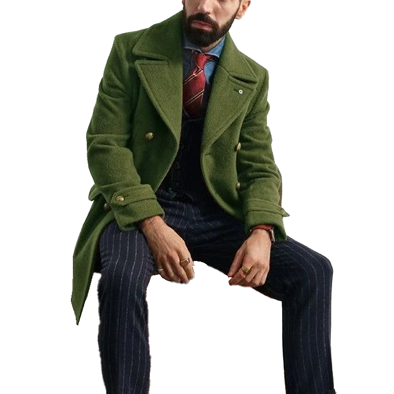 Men's Vintage Solid Color Woolen Lapel Coat 9261102268600