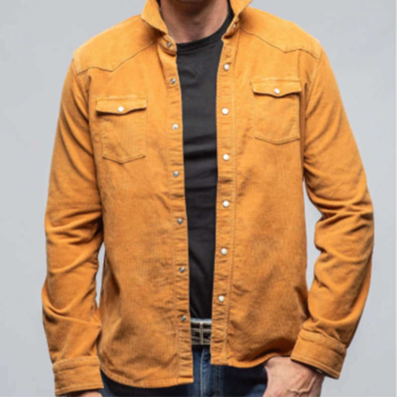 Men's Classic Casual Corduroy Long Sleeve Shirt 9890062663864