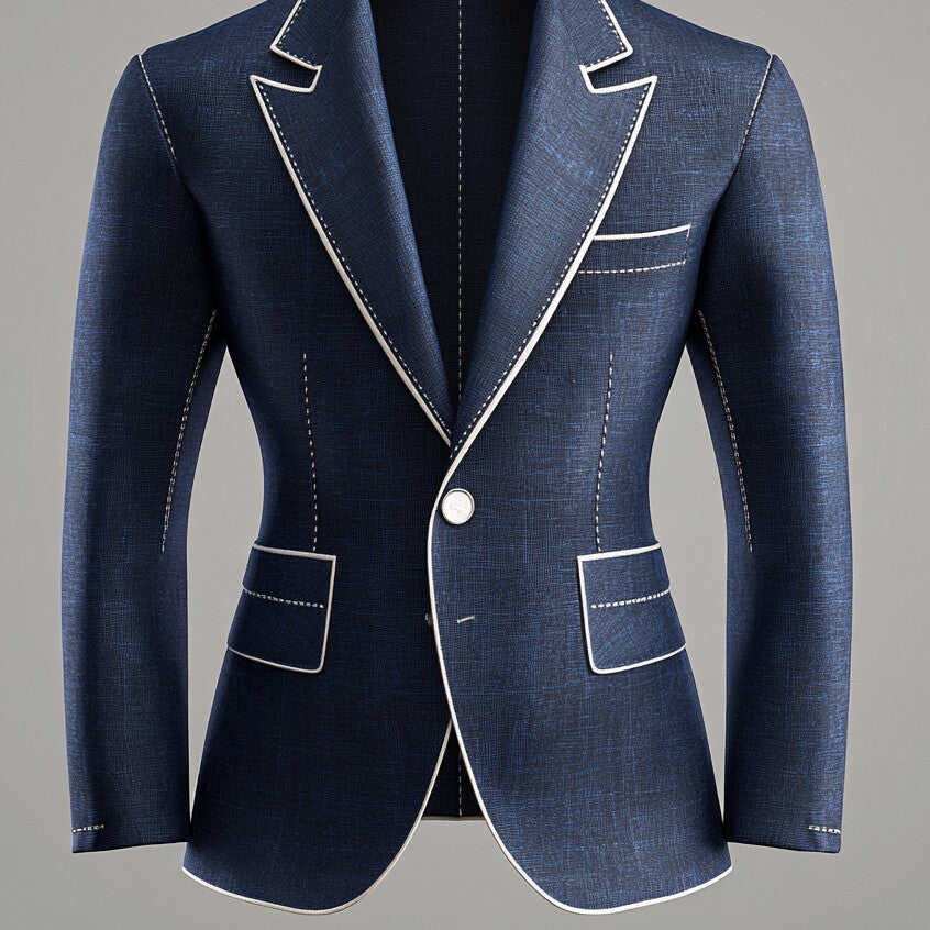 Men's Peak Lapel Long Sleeve Two Button Contrast Stitch Blazer 9951401836728