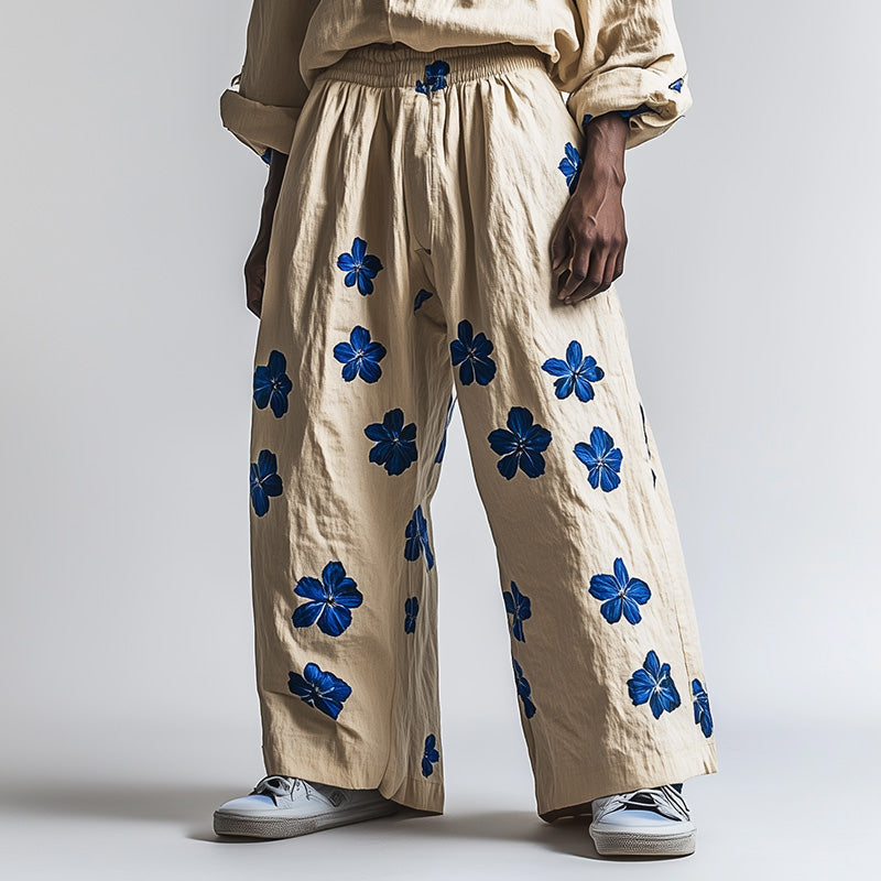 Men's Floral Print Loose Casual Trousers 9930002694328