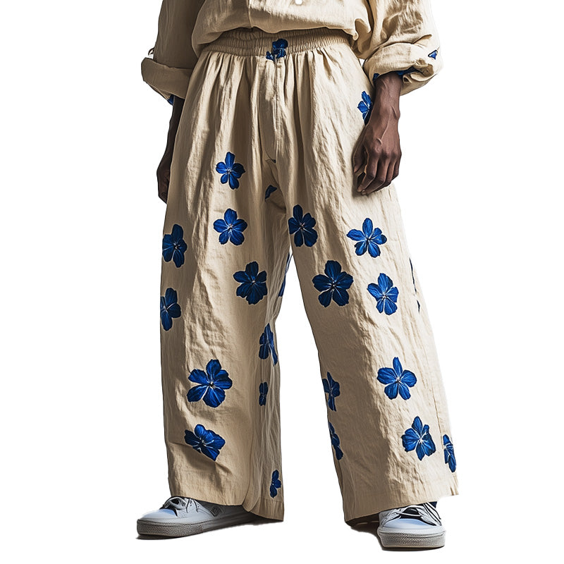 Men's Floral Print Loose Casual Trousers 9930002694328