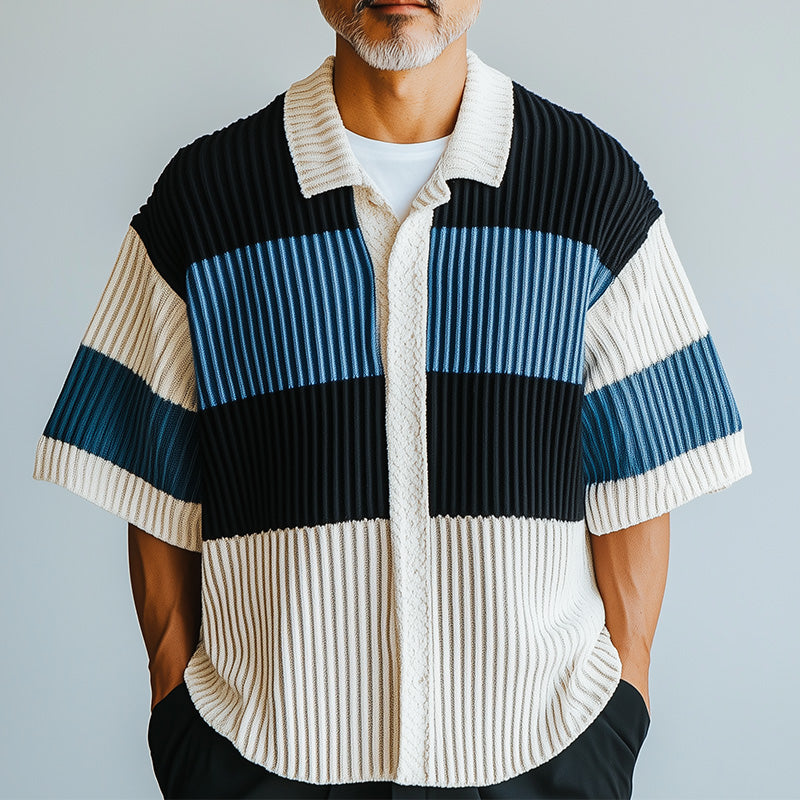 Men's Fashion Knitted Short Sleeve Shirt 9930002825400