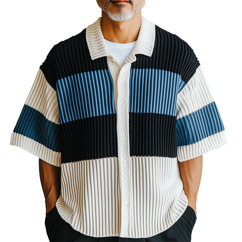 Men's Fashion Knitted Short Sleeve Shirt 9930002825400