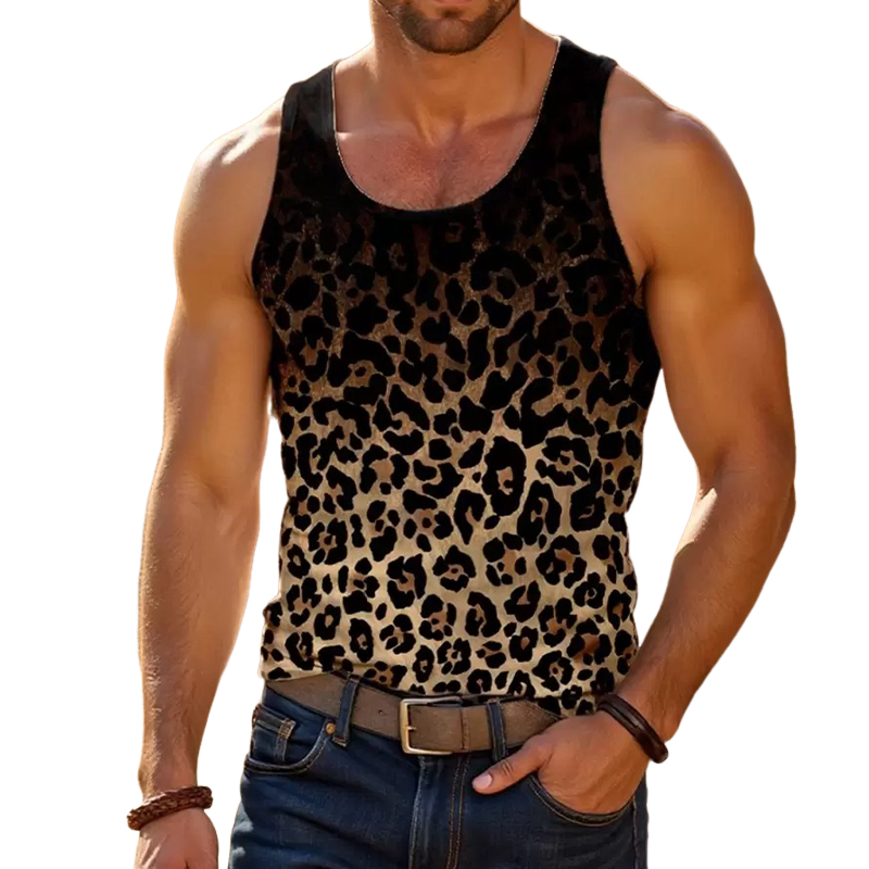 Men's Gradient Leopard Print Tank Top 9940336312504