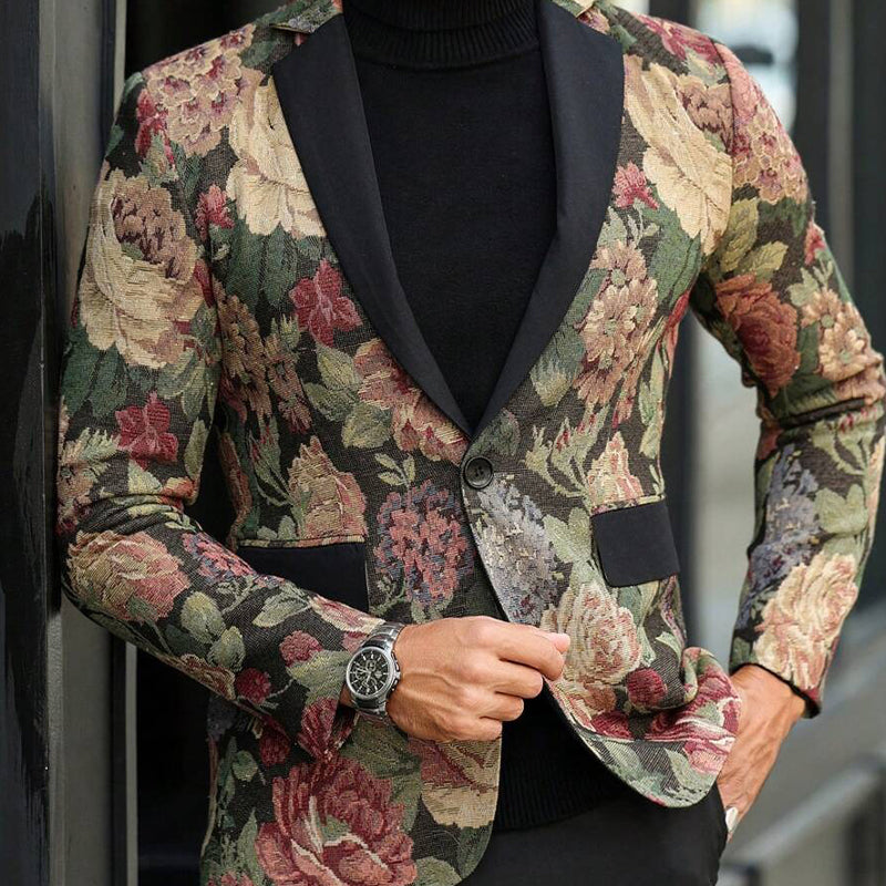 Men's Floral Jacquard Casual Blazer 9942358819000