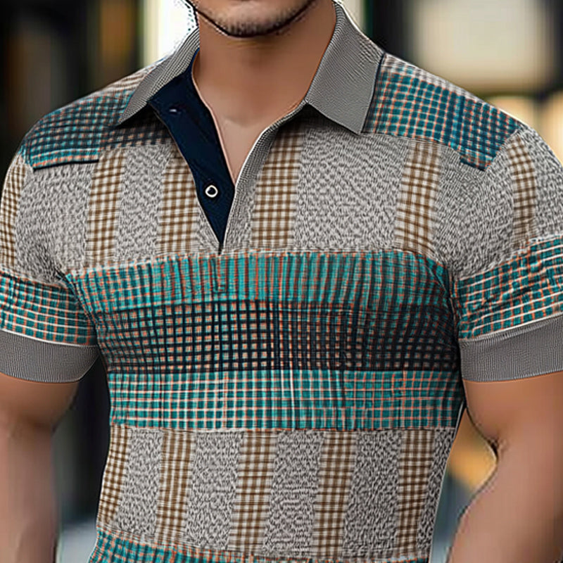 Men's Summer Comfort Skin-friendly Printed Polo Neck T-Shirt 9940335886520
