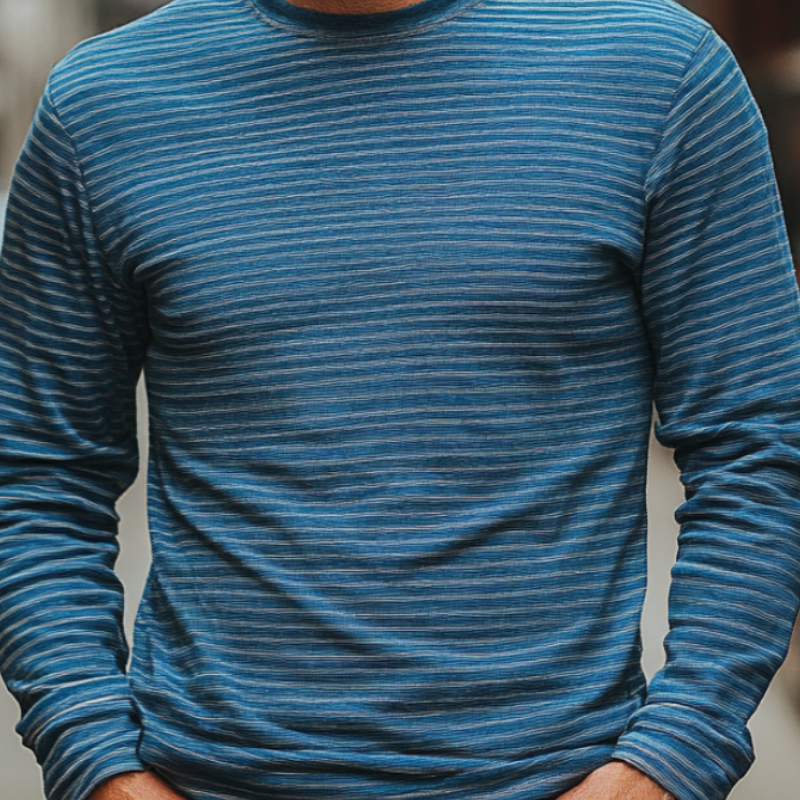Men's Retro Striped Crew Neck Long Sleeve T-Shirt 9891529294008