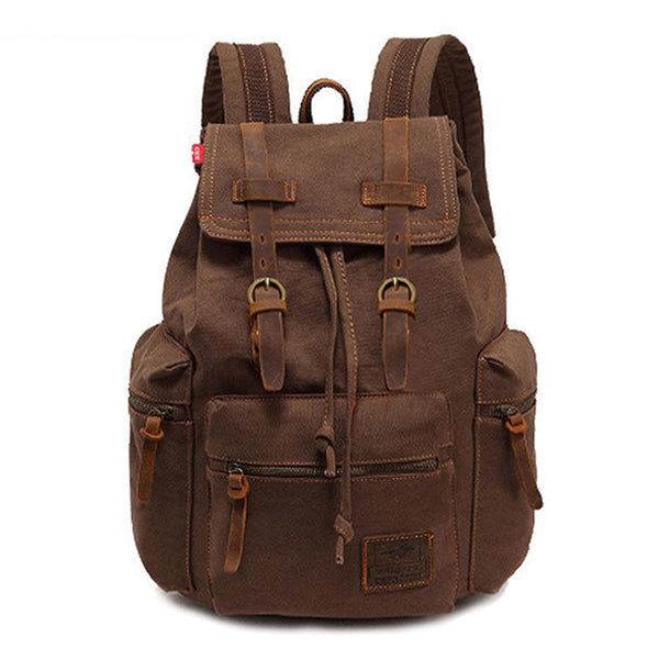 RUCKSACK AUS VINTAGE-CANVAS MIT MEHREREN TASCHEN UND KLAPPE