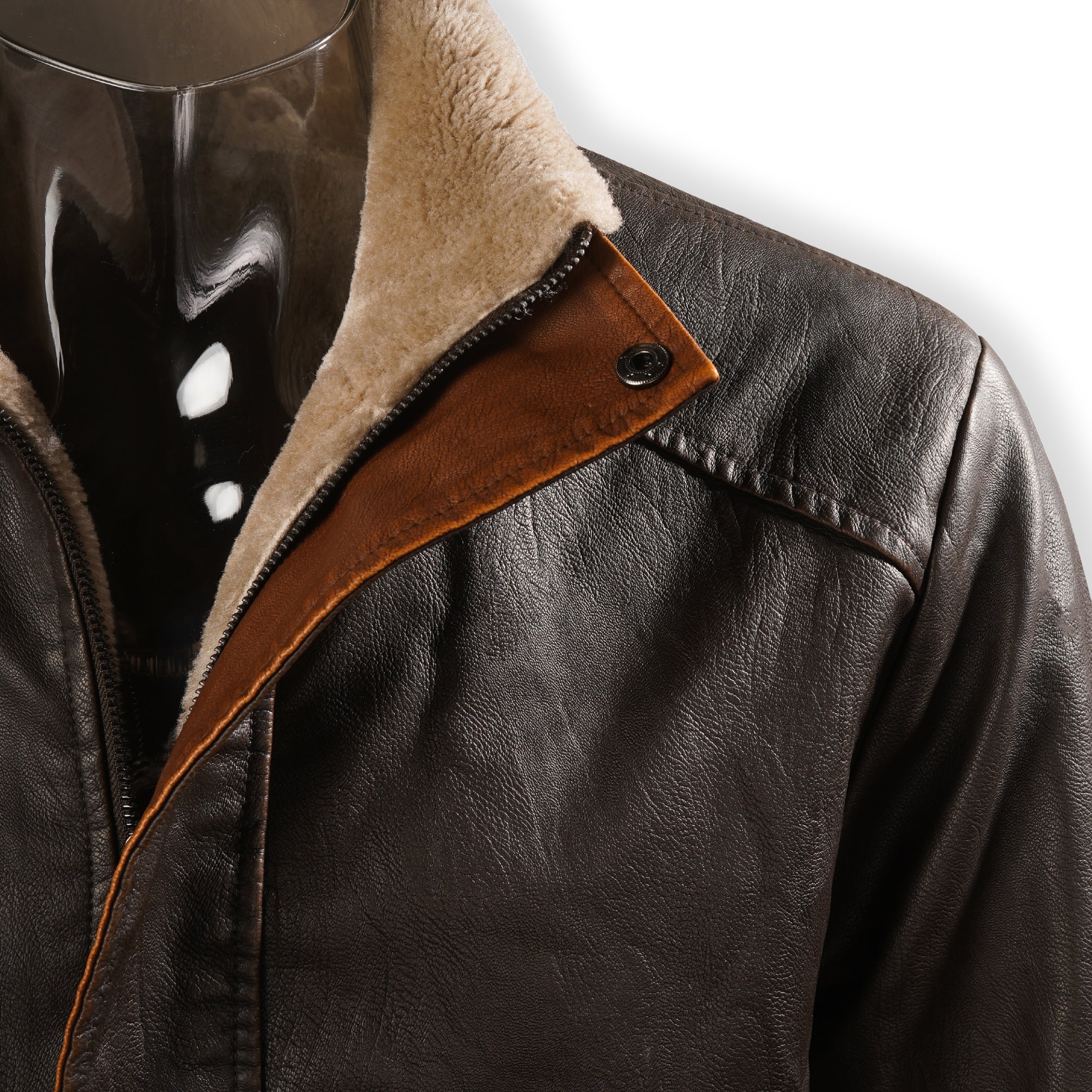 Men's Vintage Double Stand Collar Leather Coat 9261079003320
