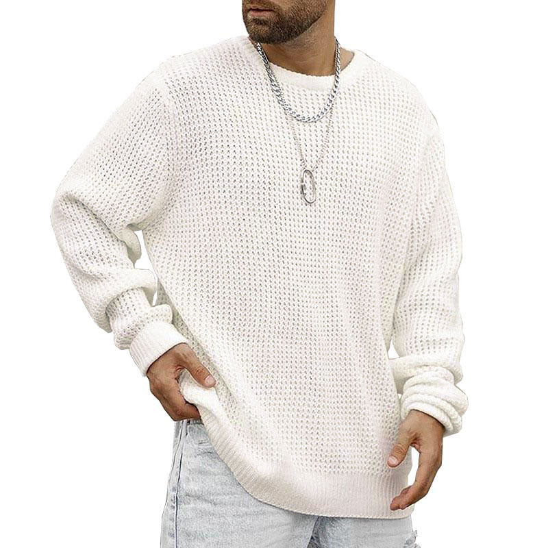 Men's Long Sleeve Round Neck Casual Loose Pullover Sweater 9262175322296
