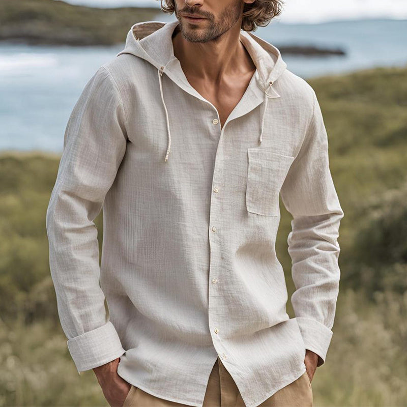 Men's Solid Color Casual Single Breasted Hoodie 9893975883960