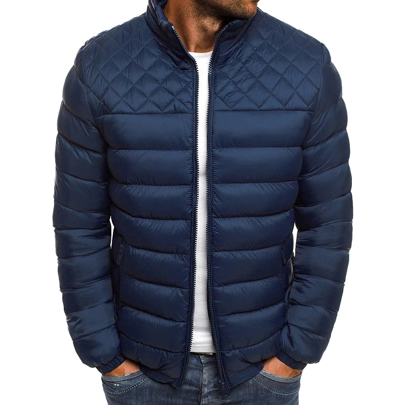 Men's Daily Outerwear Solid Quilted Zipper Long Sleeve Puffer Jacket 9888556777656
