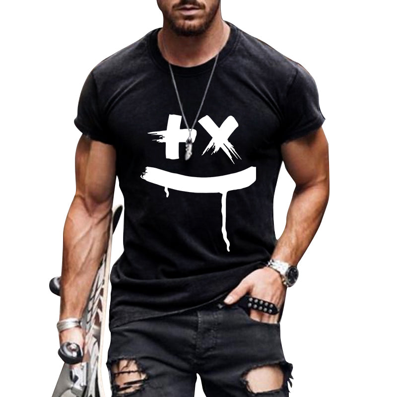 Men's Casual Summer Smiley Loose Short Sleeve T-Shirt 9261138608312