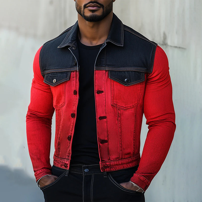 Stylish Contrast Color Stitching Denim Jacket 9904640426168