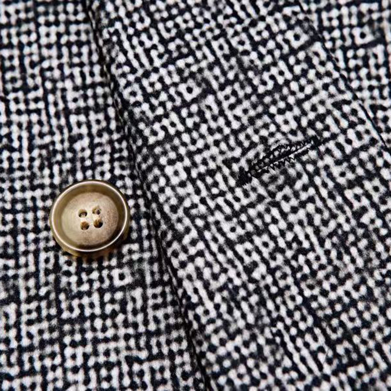 Business Plaid Notched Collar Button Pocket Long Sleeve Blazer 9888554713272