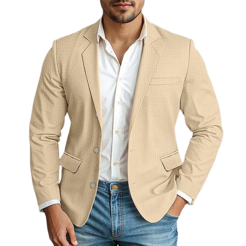 Men's Classic Casual Slim Fit Single Breasted Waffle Blazer 9918991401144