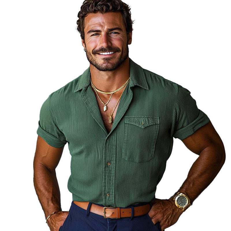 Men's knitted short-sleeved shirt with collar 9912945049784
