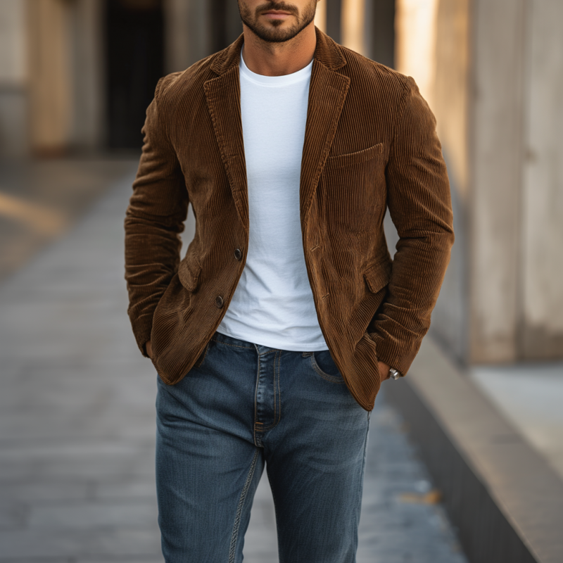 Men's Classic Casual Corduroy Slim Fit Blazer 9892386144440