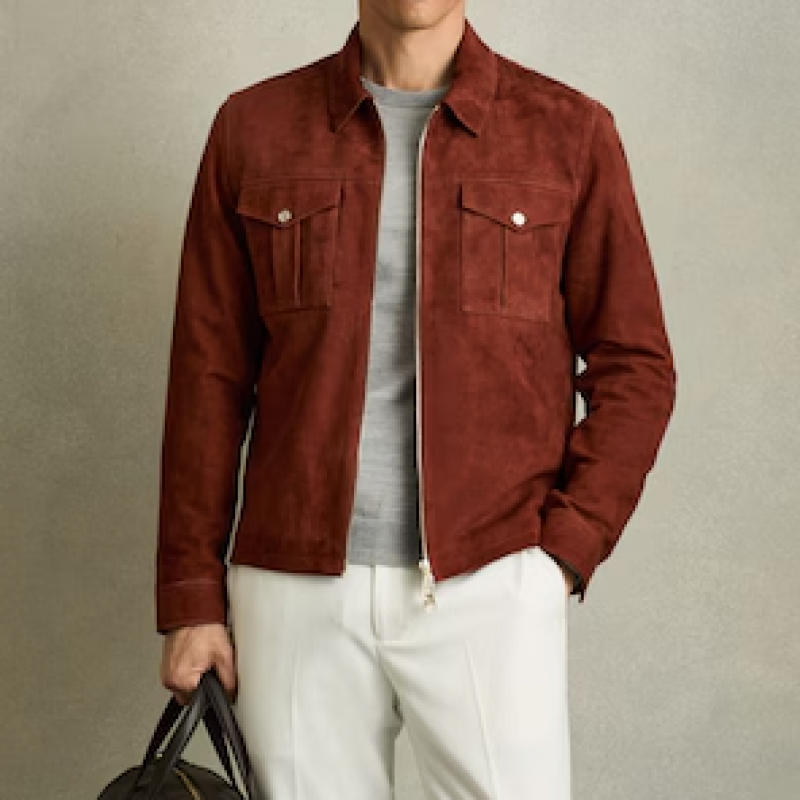 Men's Classic Casual Lapel Suede Jacket 9892386209976