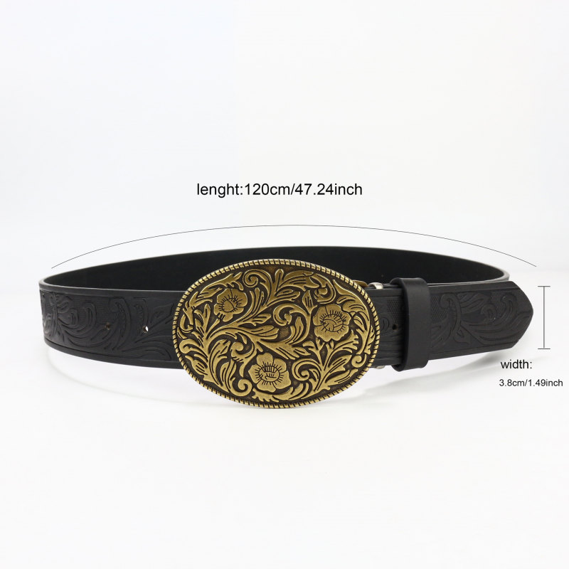 Men's Vintage Engraved Western Cowboy Leather Belt 9893976703160