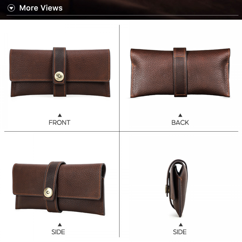 Men's Portable Handmade Top Layer Cowhide Magnetic Buckle Glasses Storage Bag 9901318635704