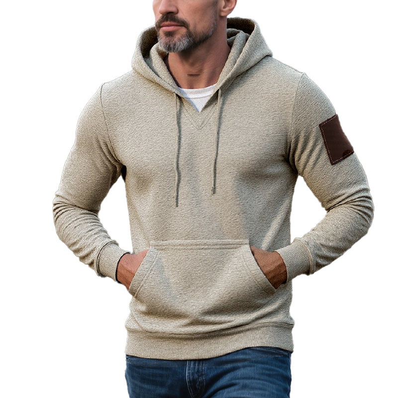 Men's Casual Cotton V-Neck Slim Fit Kangaroo Pocket Hoodie 9271920656568
