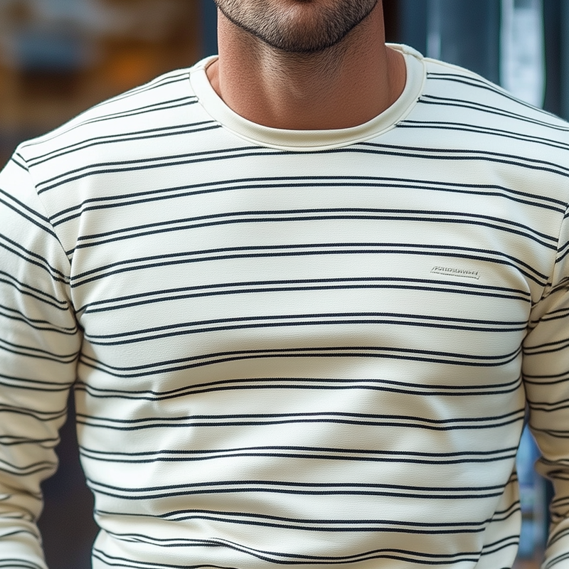 Men's Fashion Striped Round Neck Long Sleeve T-shirt 9890060533944