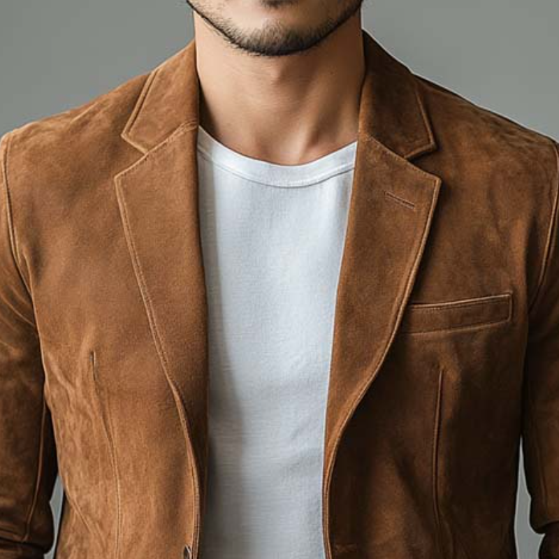 Men's Classic Casual Suede Slim Fit Blazer 9892386078904