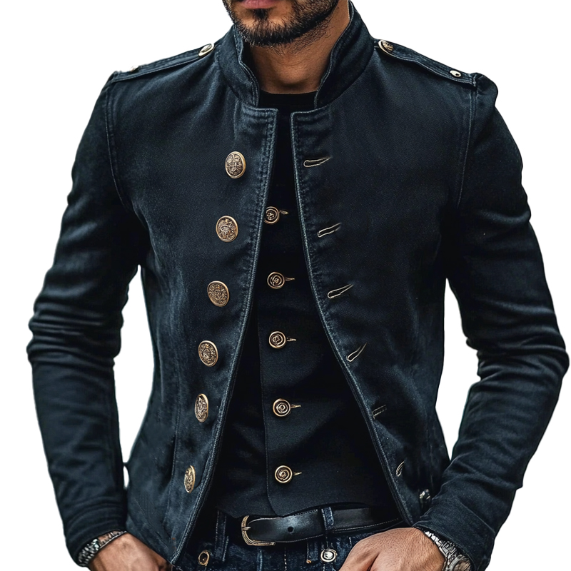 Men's Vintage Washed Single Breasted Denim Jacket 9906102599864